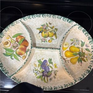 Decorative Fruit-Themed Divided Serving Platter